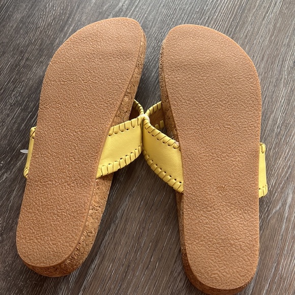 NWT Jack Rogers yellow tan cork thong slide flip flop sandals 10 - Picture 4 of 6